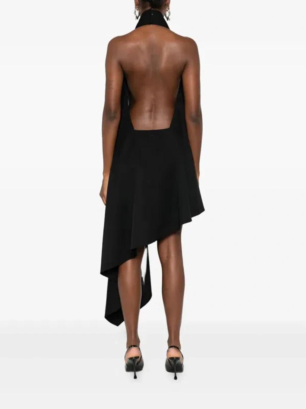 GIVENCHY Asymmetric Draped Wool Cocktail Dress In Black Product Image