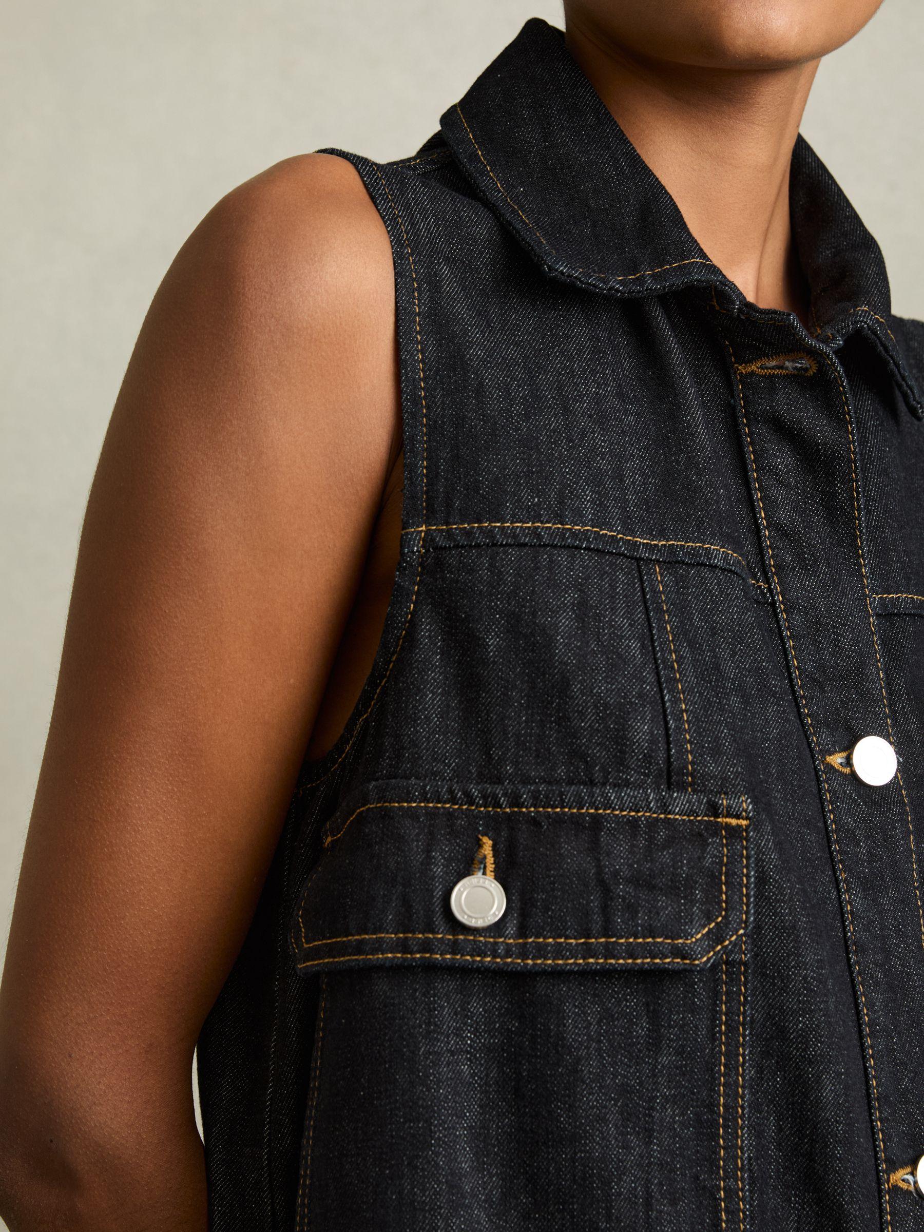 Sleeveless Denim Shift Dress in Indigo Product Image