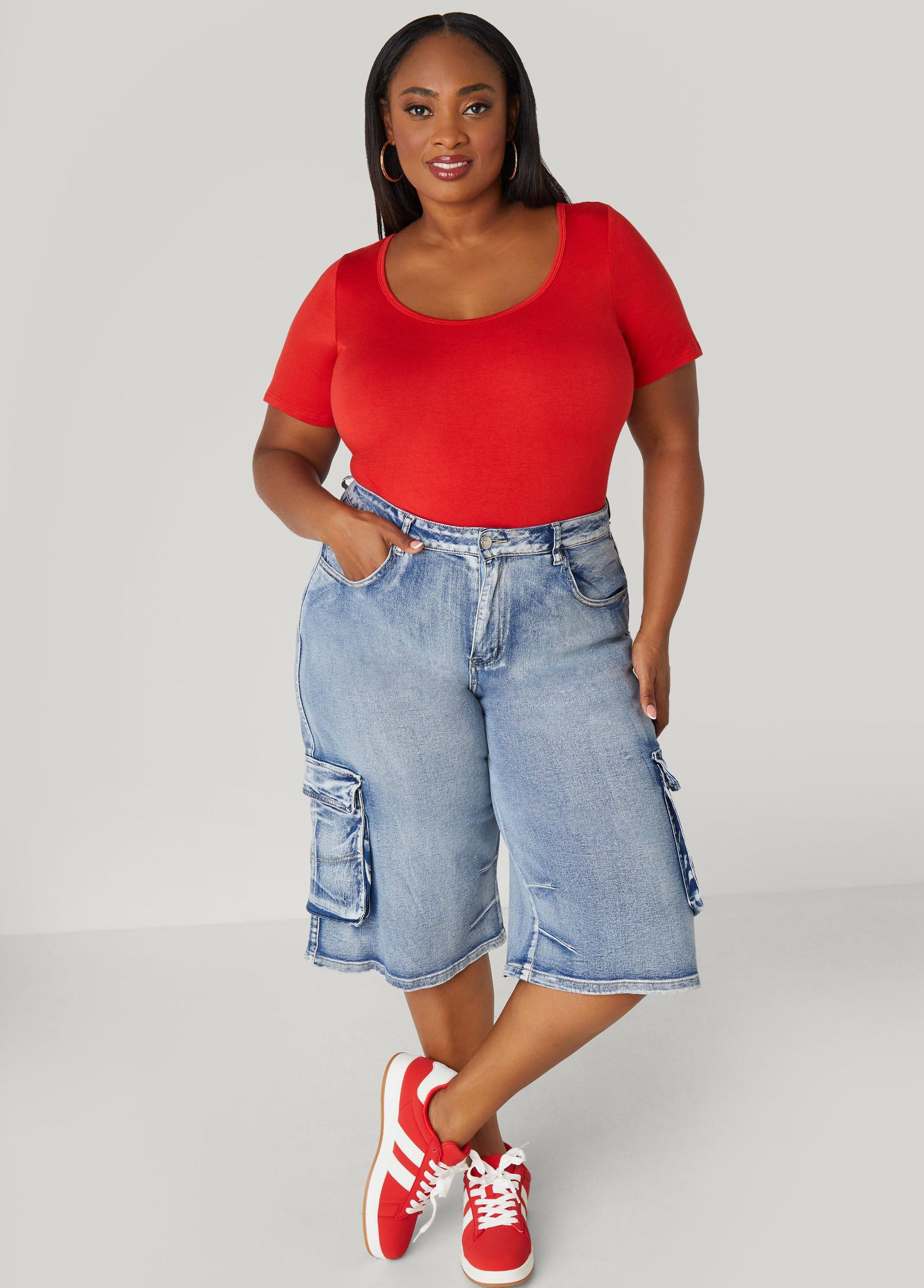 Stonewash Denim Cargo Shorts Product Image