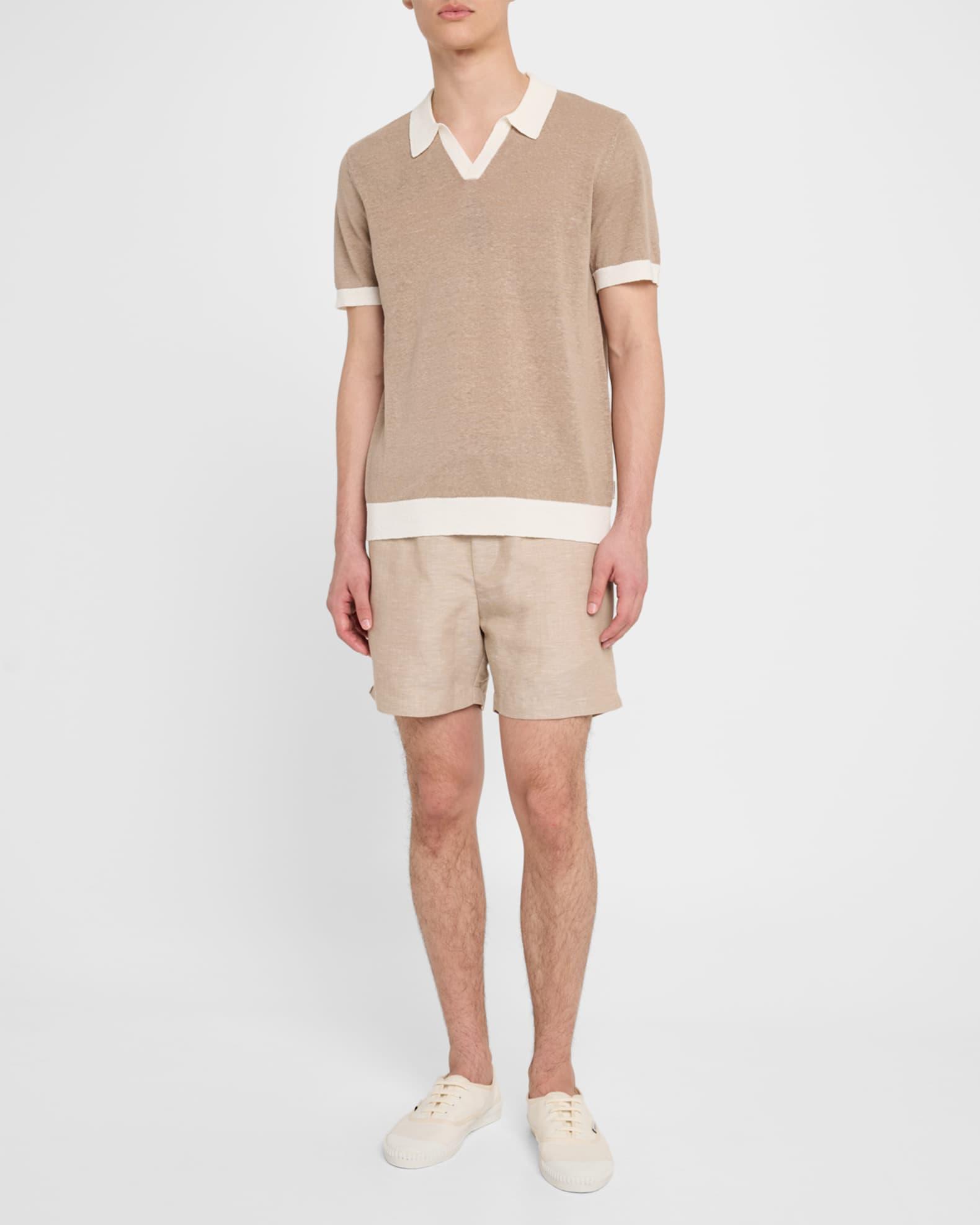 Men's Linen Johnny-Collar Polo Shirt Product Image