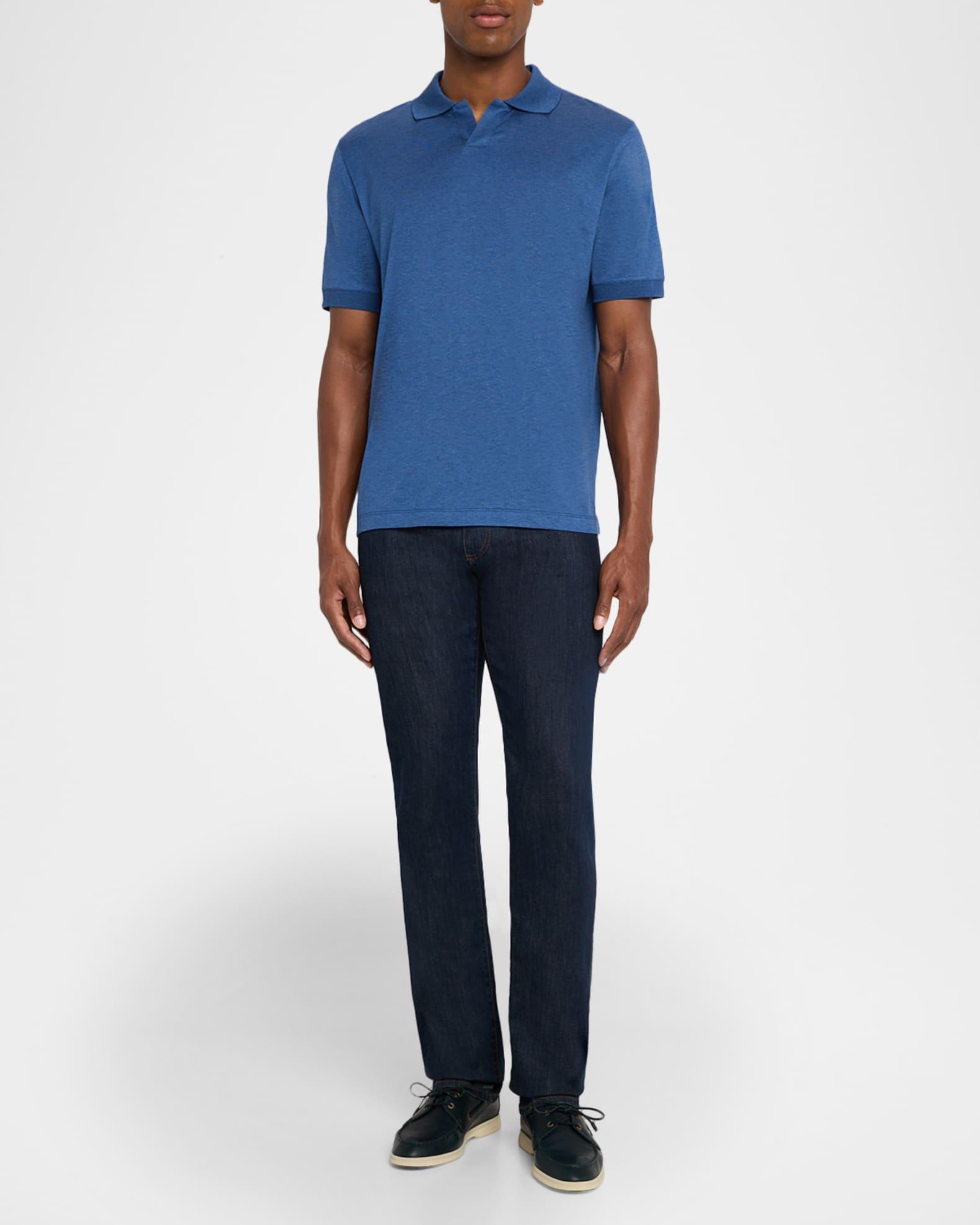 Men's Cotton Johnny Collar Polo Shirt Product Image