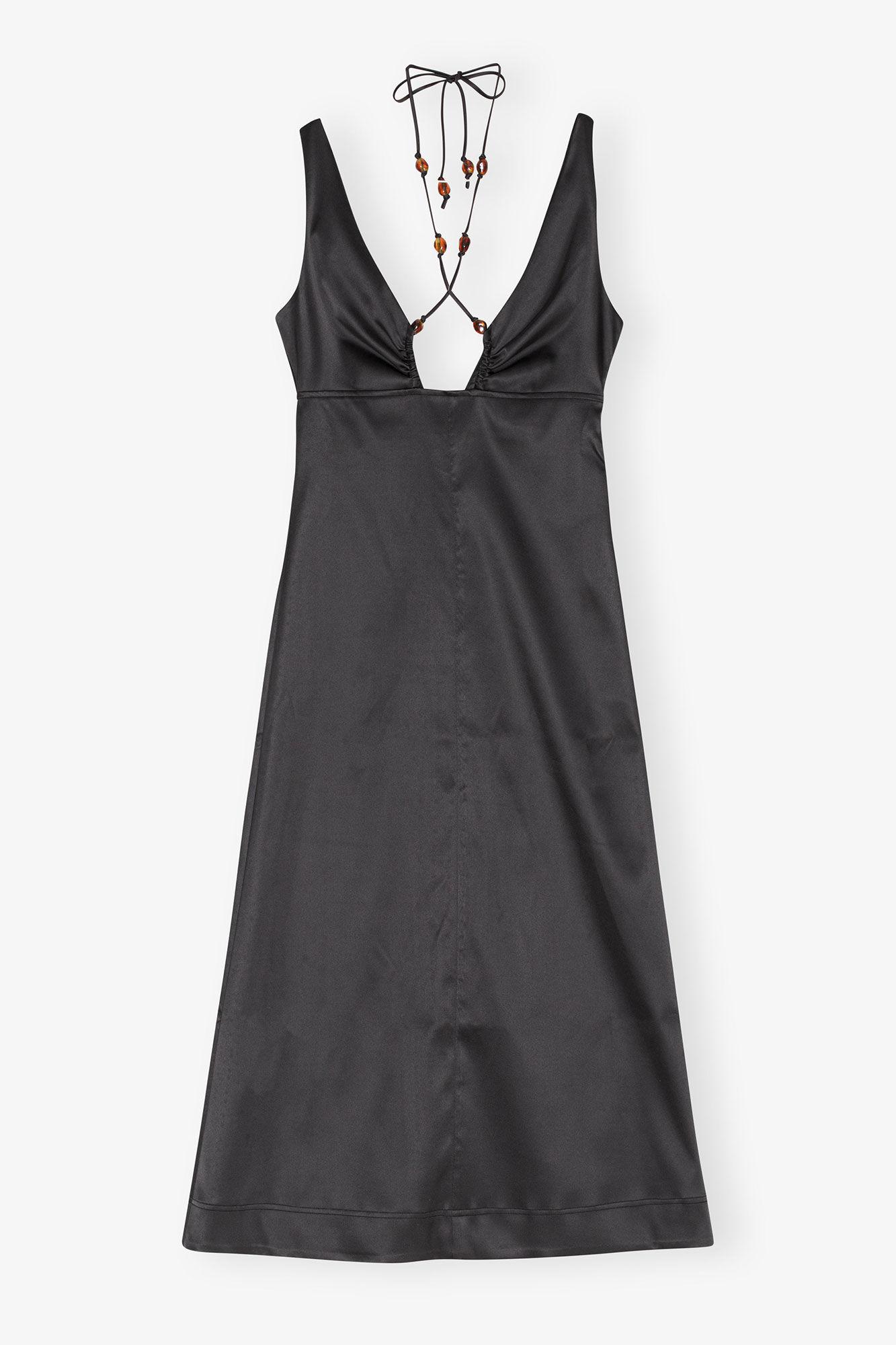 Double Satin Halter-Neck Dress Product Image
