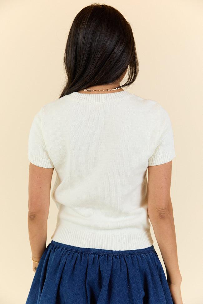 Made For Celebratin' Ivory Americana Short Sleeve Bear Sweater Product Image