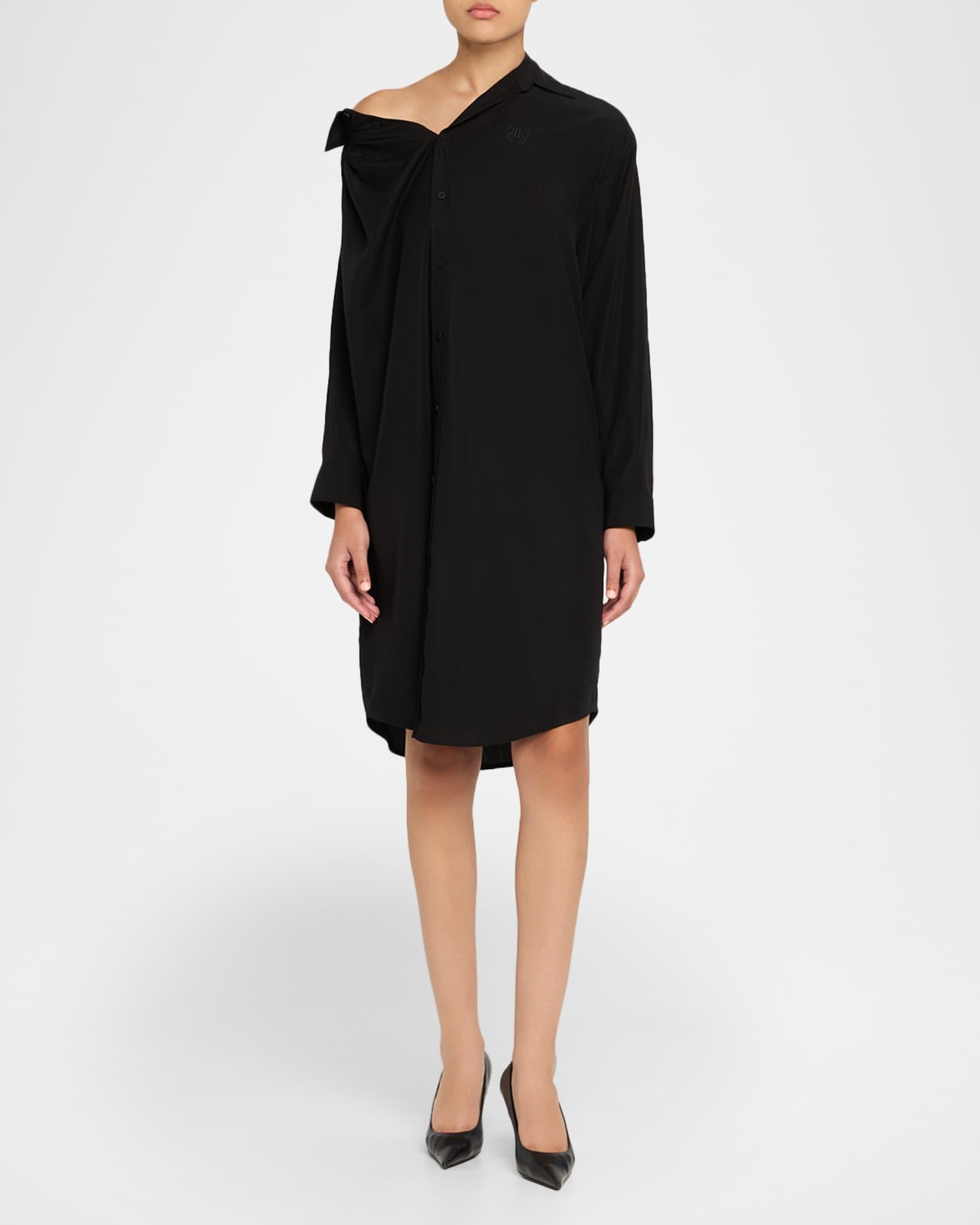 One-Shoulder Button-Down Shirtdress Product Image