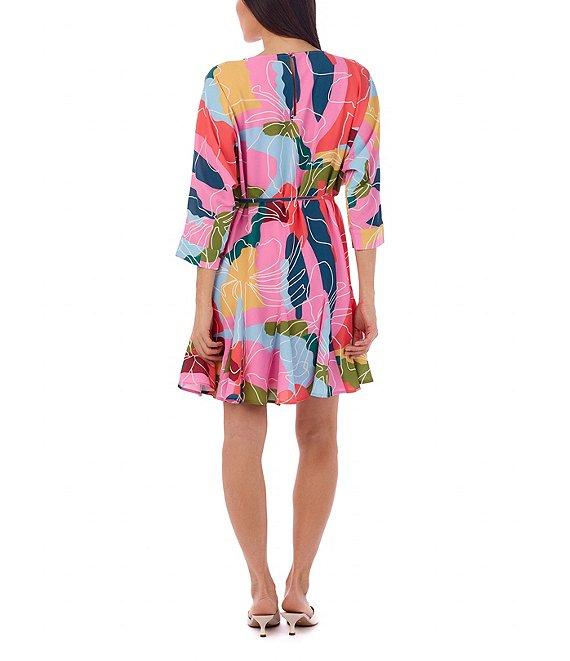 CROSBY by Mollie Burch Lucy Floral Whimsy Boat Neck 3/4 Sleeve Dress Product Image