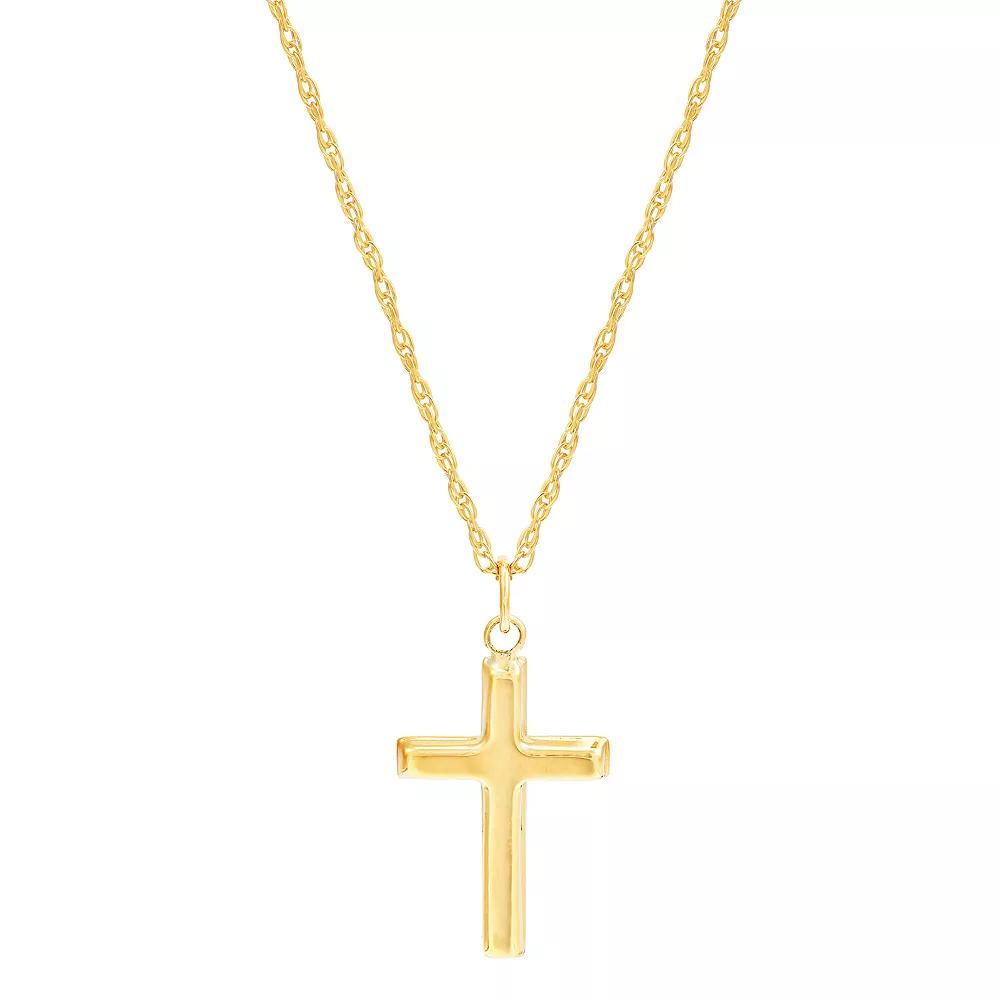 Everlasting Gold 10k Gold Flat Back Cross Pendant Necklace, Womens Product Image