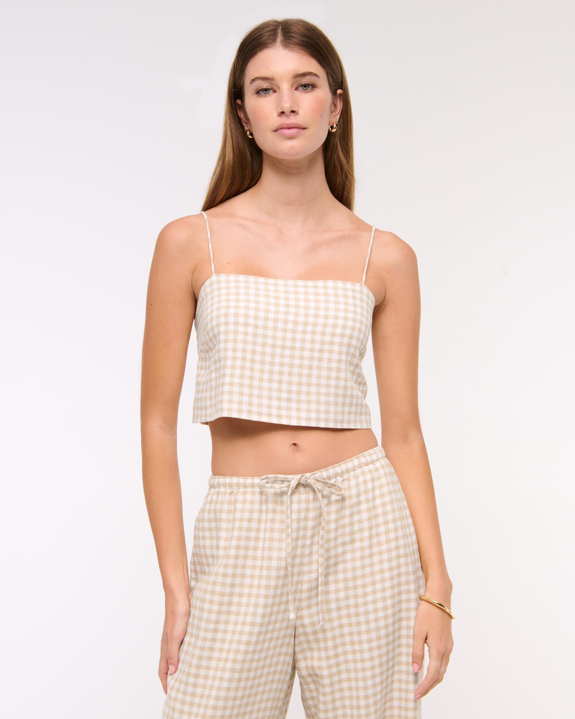Cropped Linen-Blend Cami Product Image