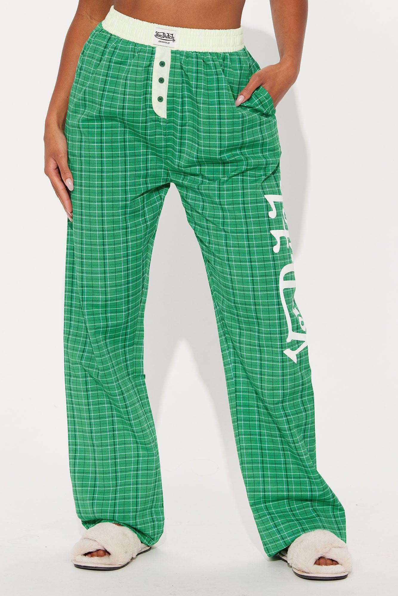 Von Dutch Logo Boxer PJ Pant - Green Female Product Image