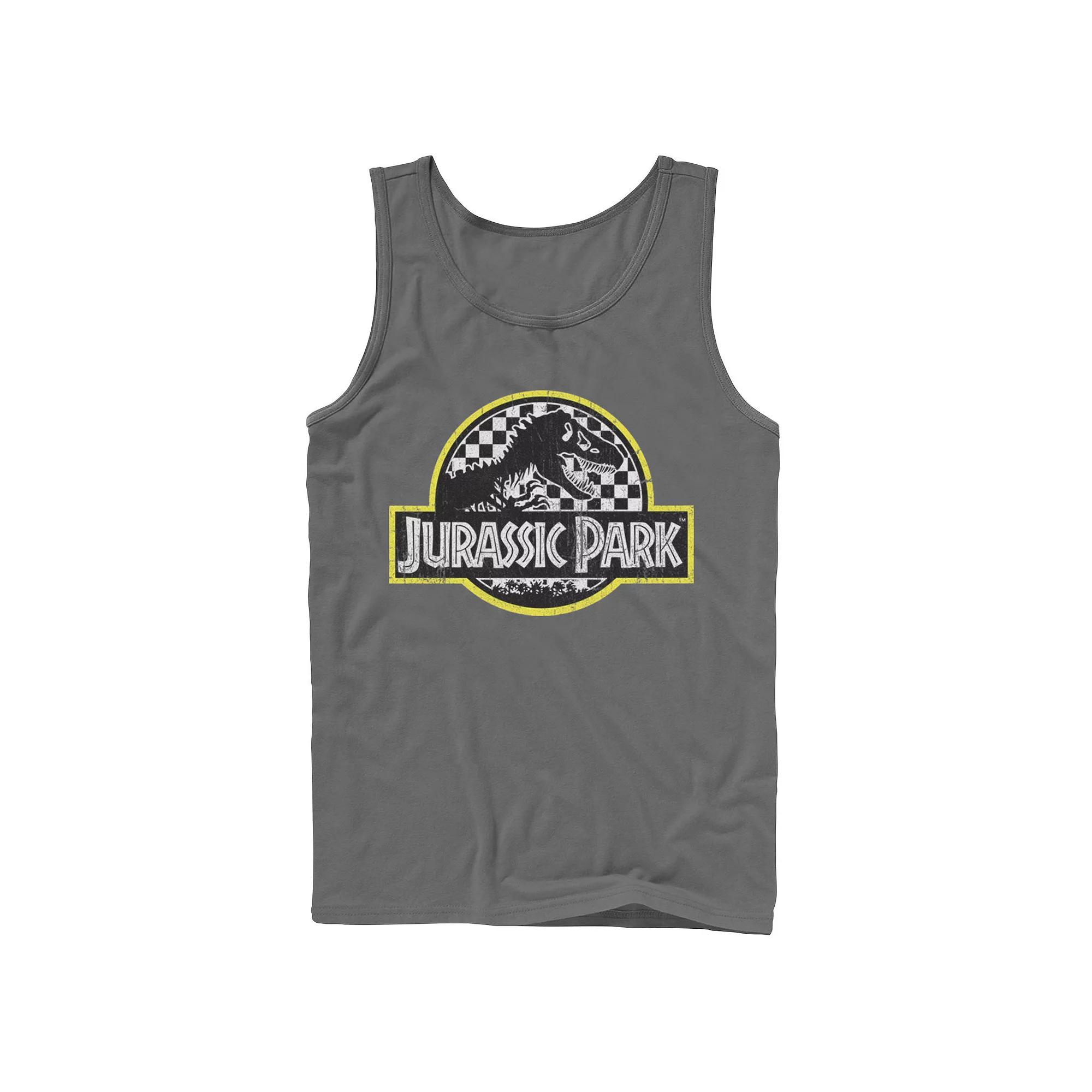 Men's Jurassic Park Checkered Classic Logo Tank Top,  Product Image