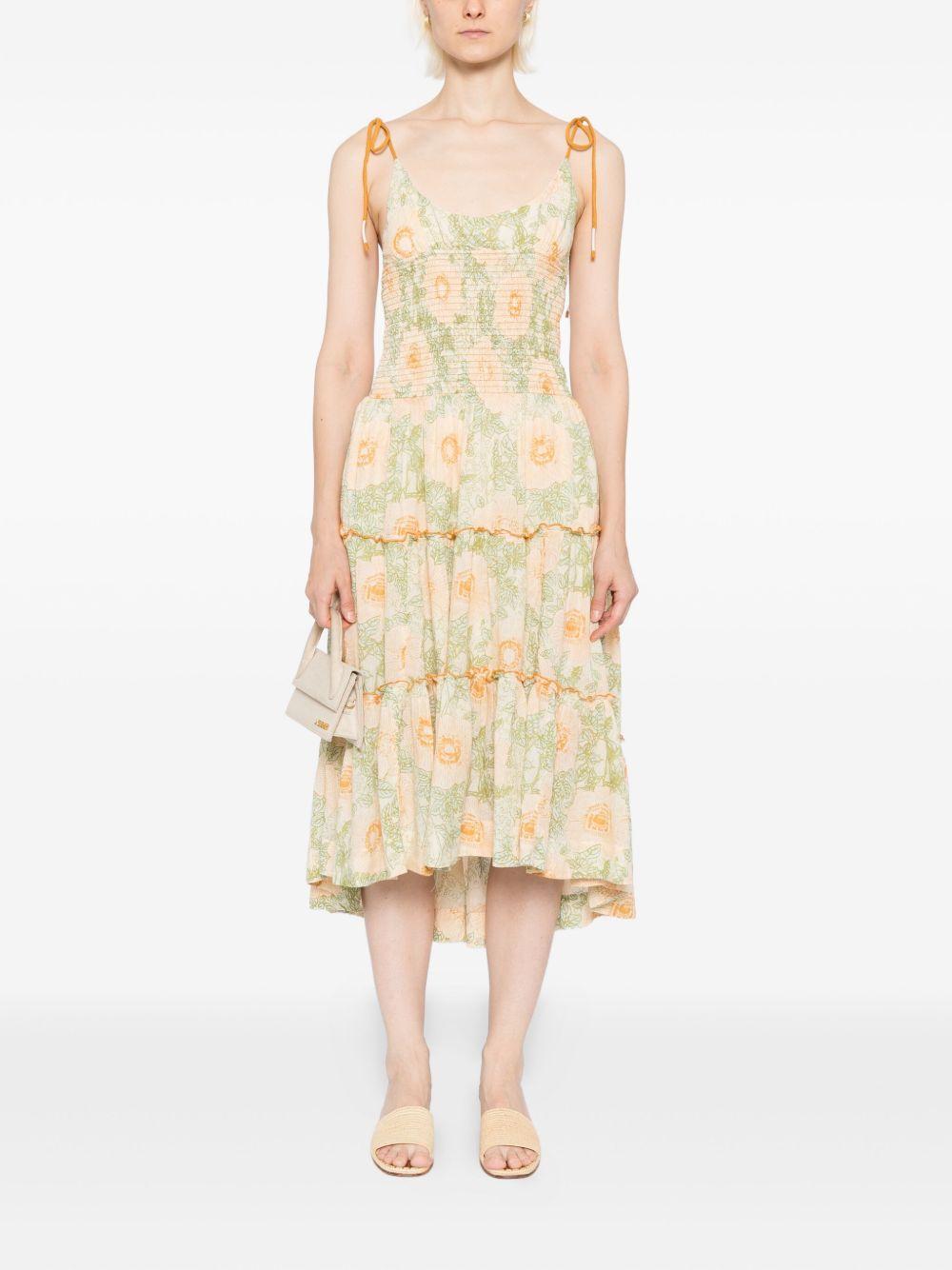 FREE PEOPLE Adriel Floral Print Knee Length Cami Dress In White Product Image