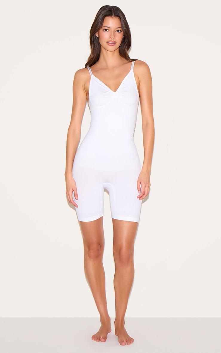 White Low Back Shapewear Bodysuit Product Image
