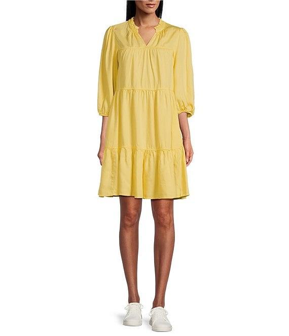 Nurture 3/4 Sleeve Tiered Ruffle Short Dress Product Image