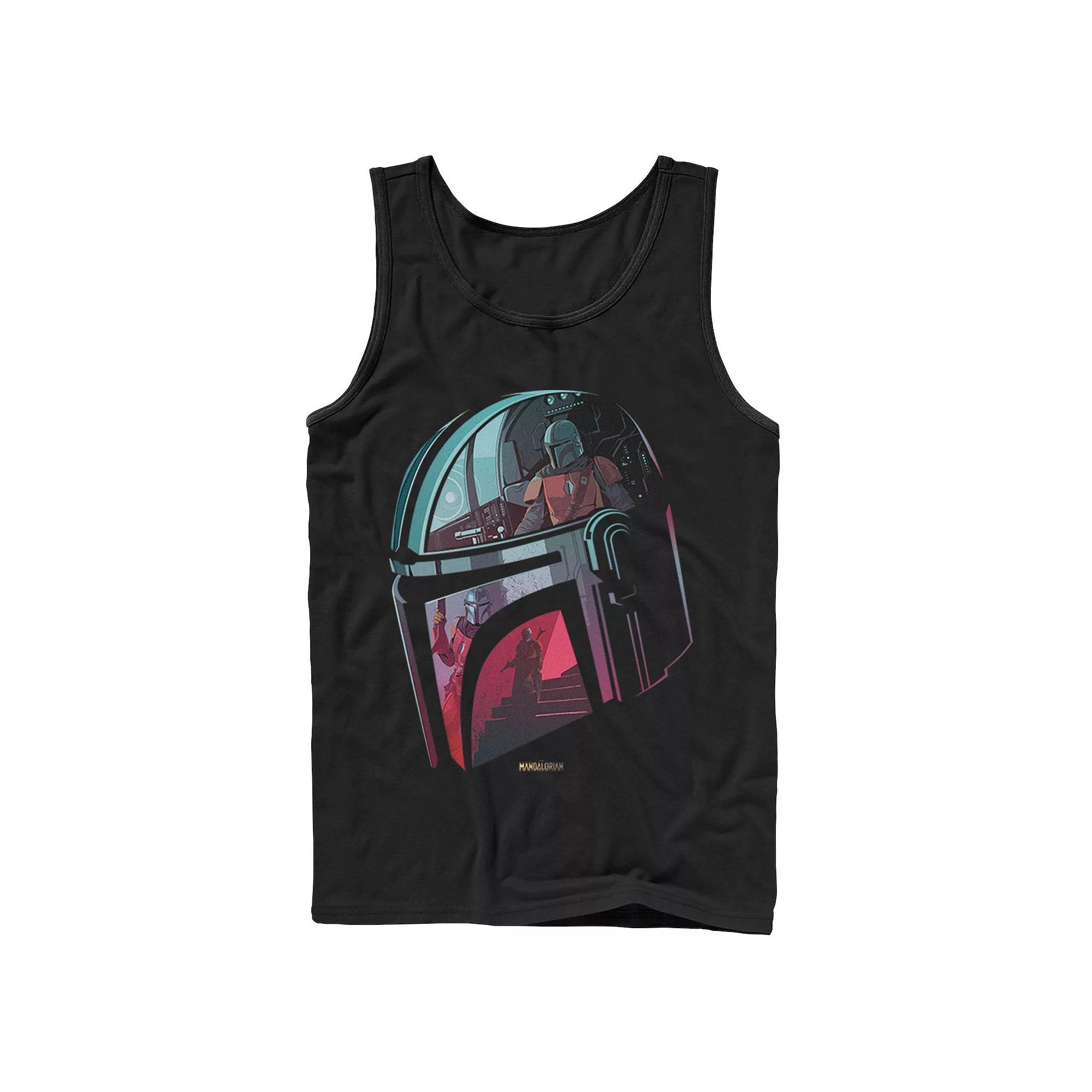 Men's Star Wars The Mandalorian Helmet Reflection Tank Top,  Product Image