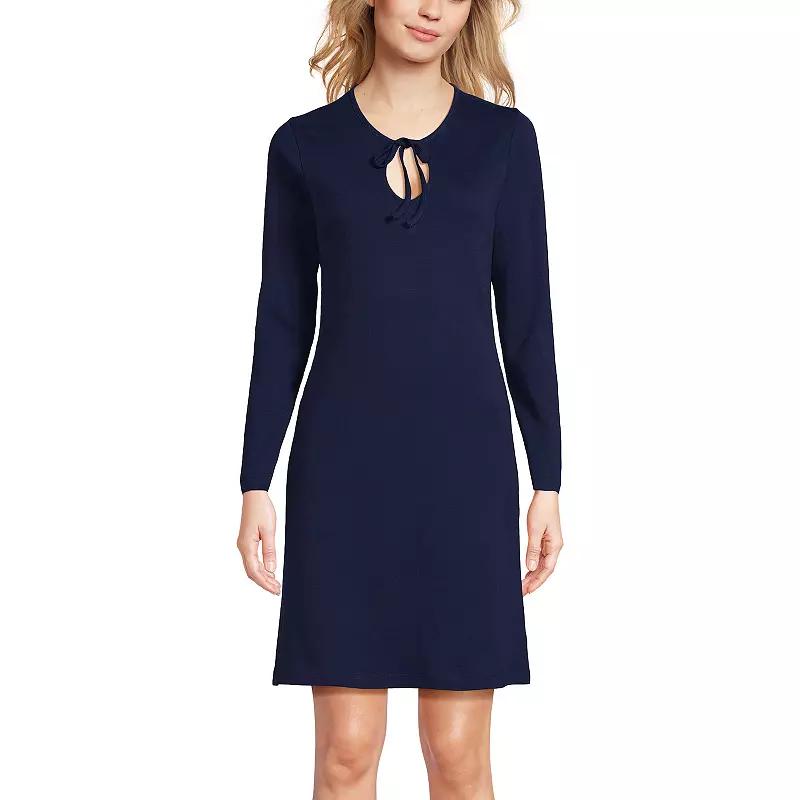 Women's Lands' End Cotton Interlock Long Sleeve Nightgown, Size: XL, Soft Green Bird Song Product Image