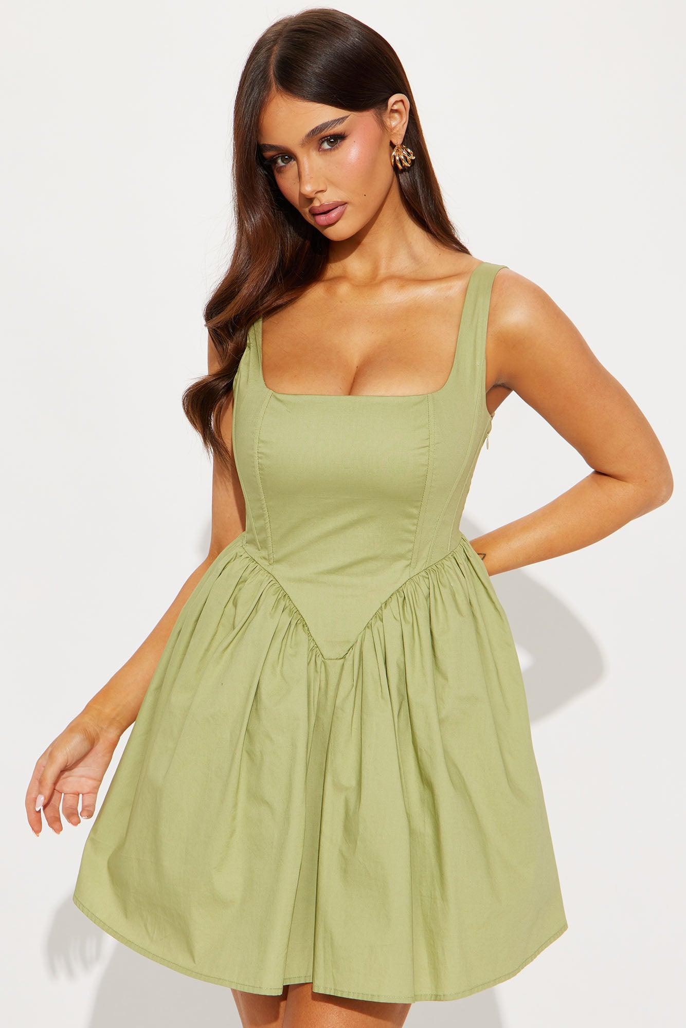Ariella Corset Micro Mini Dress - Sage Product Image