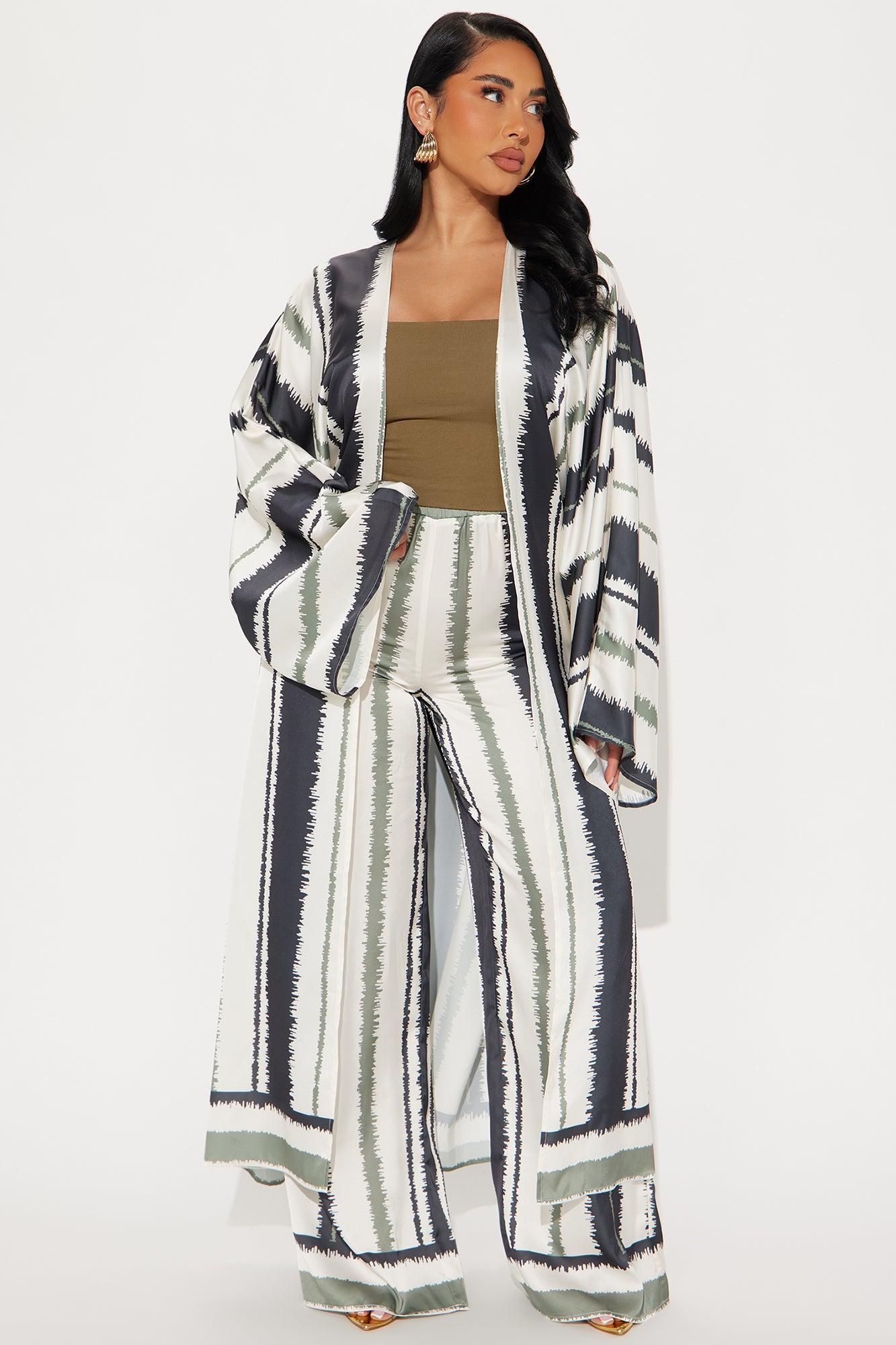 Sleek and Lavish Satin Pant Set - Olive/combo Product Image