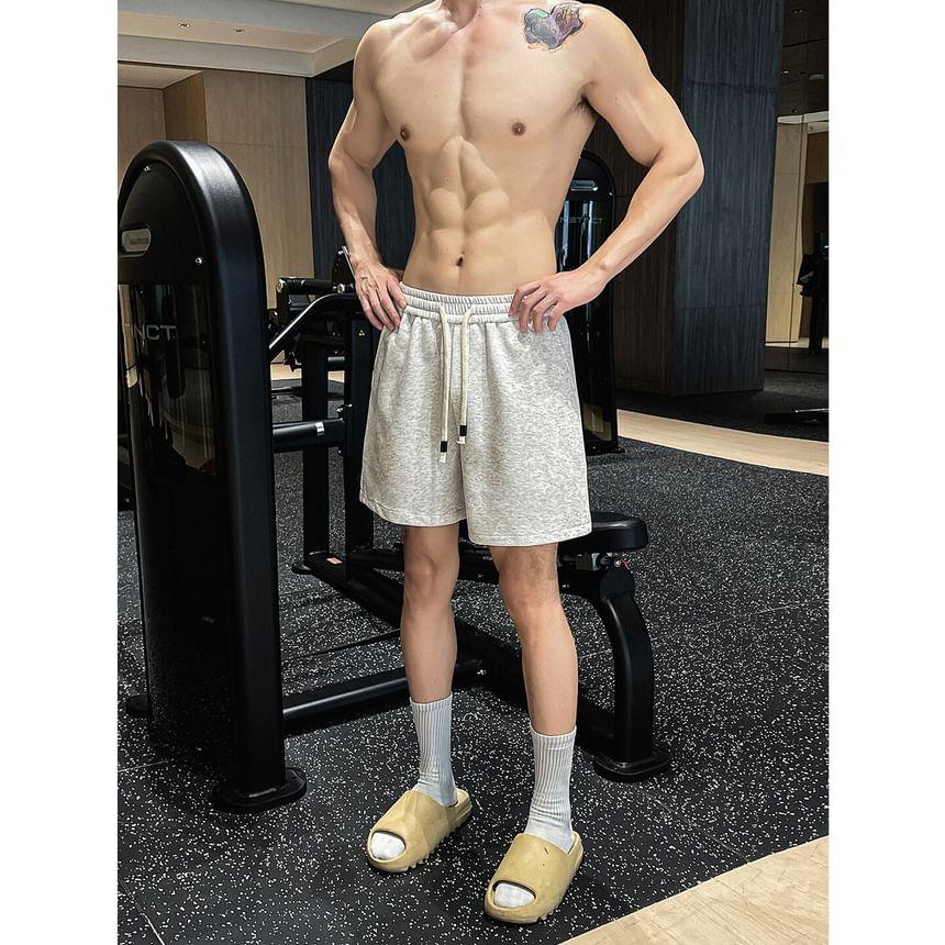 Drawstring Waist Plain Sweatshorts Product Image