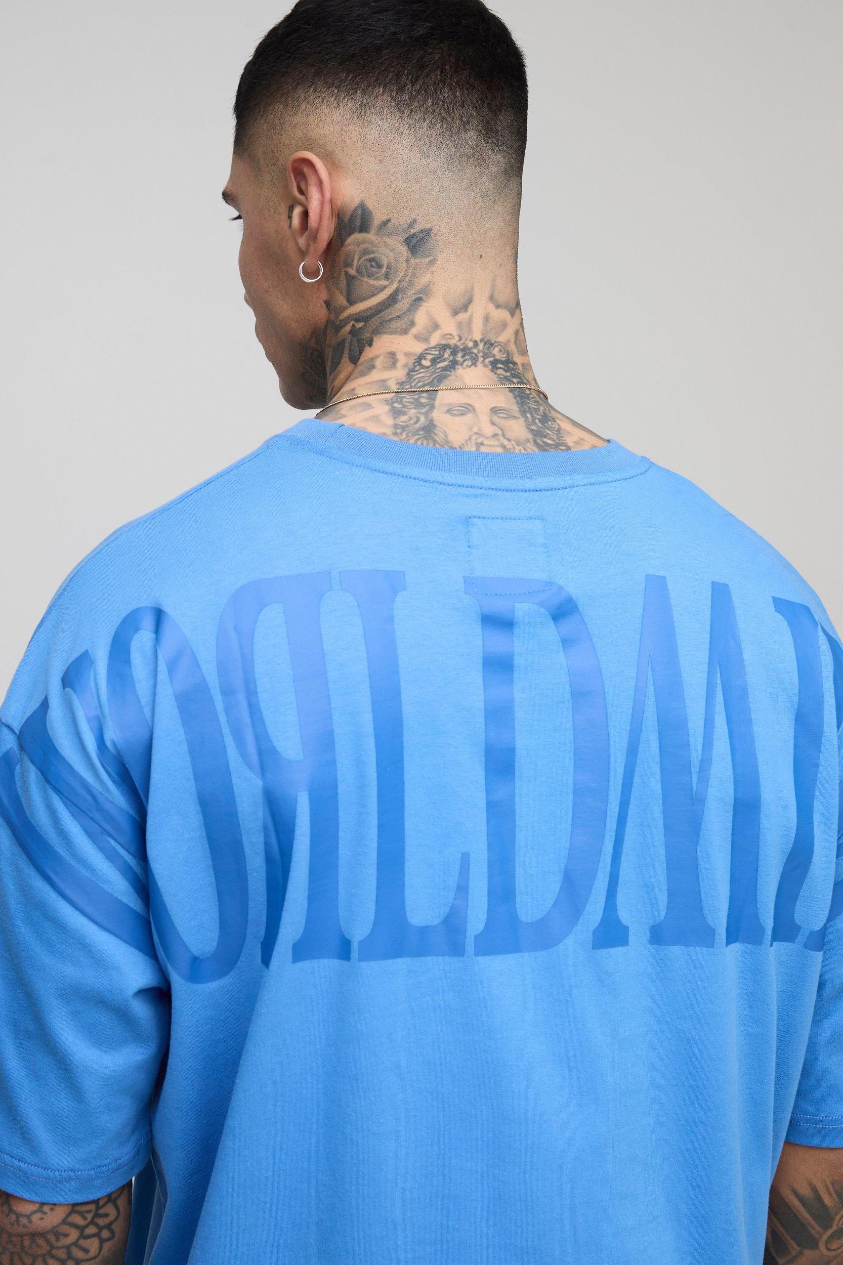 Tall Oversized Worldwide Over Seam Print T-Shirt & Short Set | boohooMAN USA Product Image