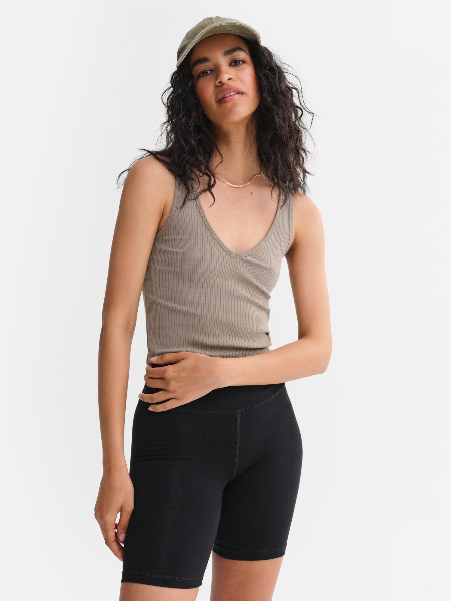 Tencel Rib Crop V-Tank Female Product Image