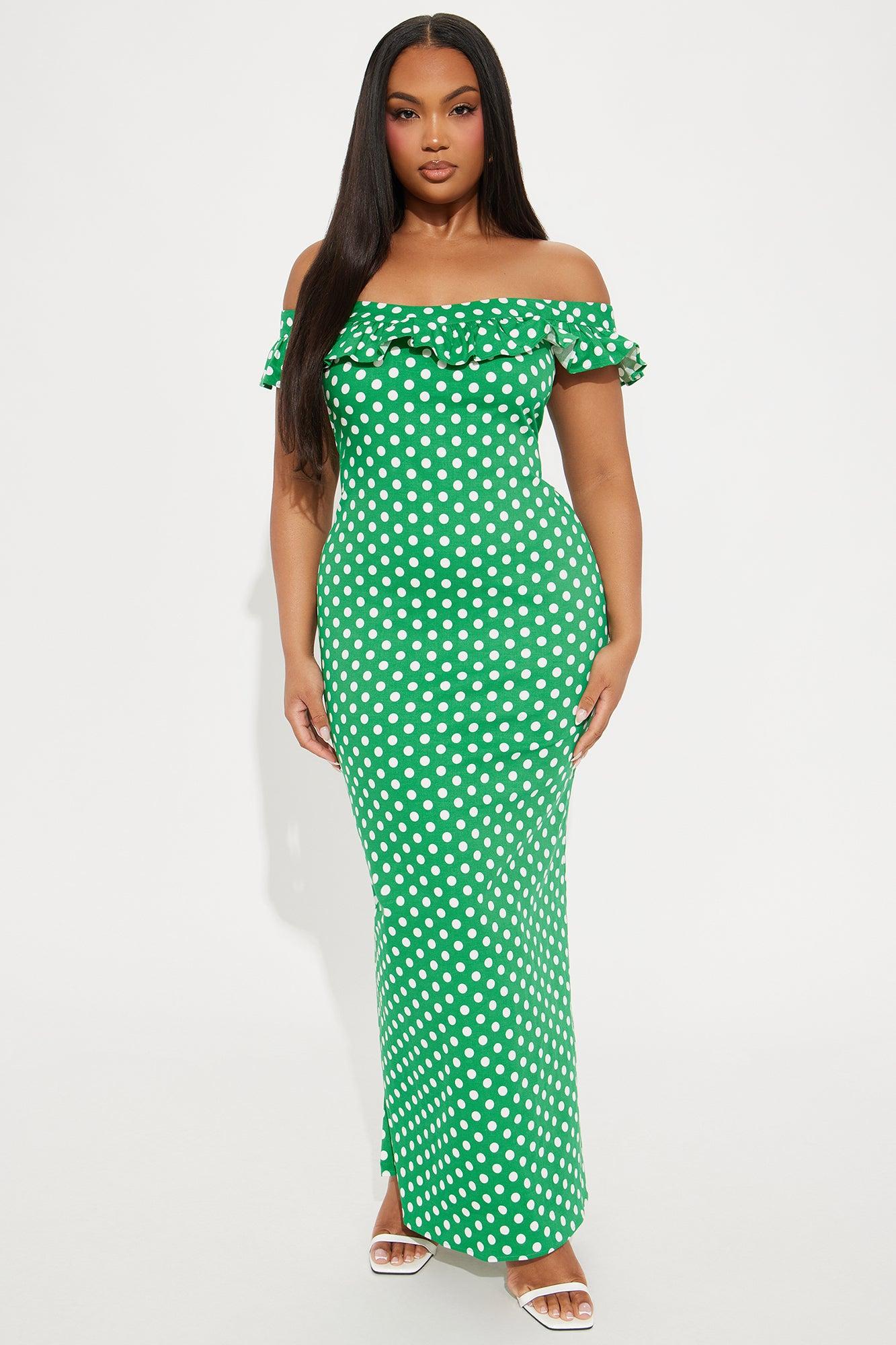 Samantha Polka Dot Maxi Dress - Green/combo Product Image