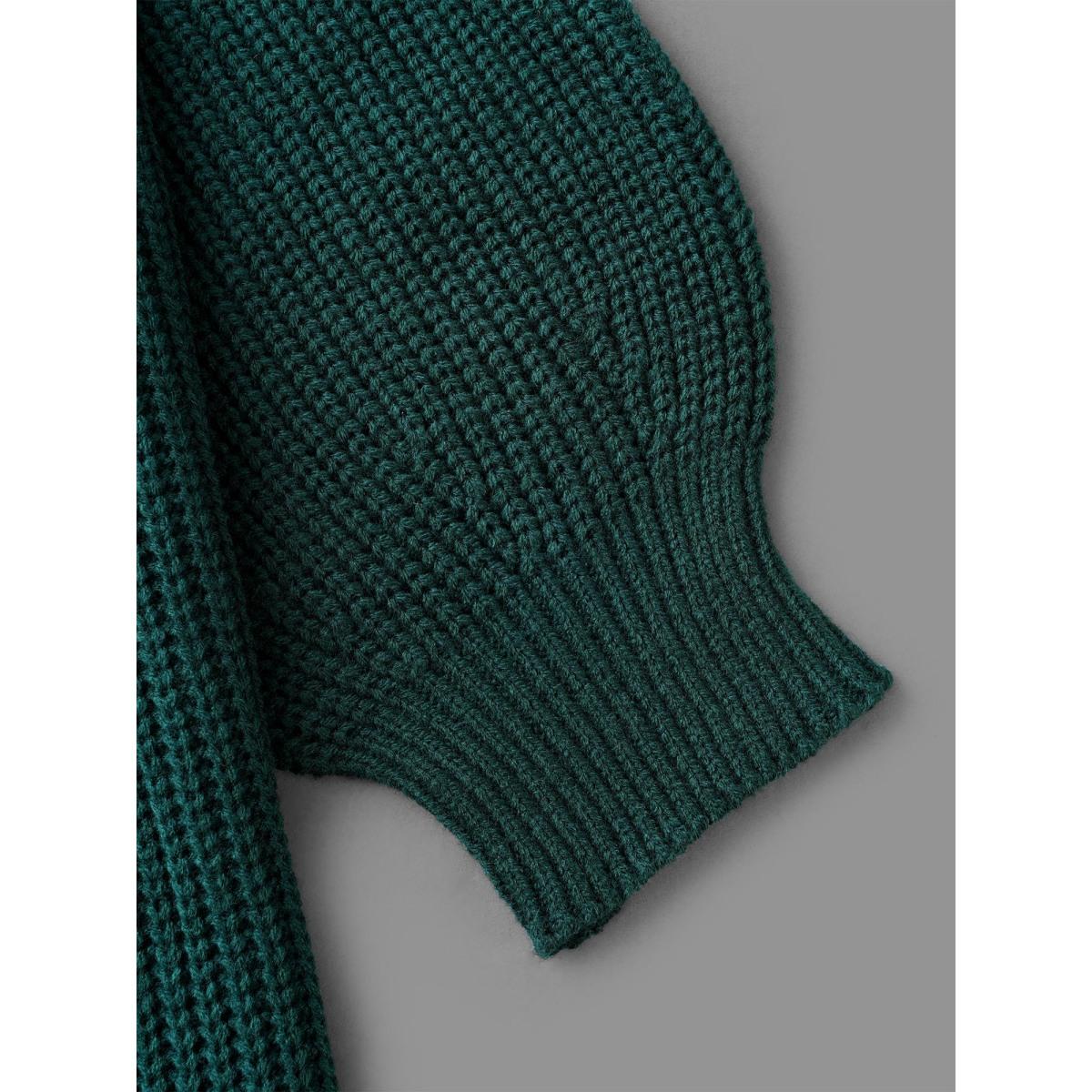 Plus Size Hooded Color Contrast Drop Shoulder Pullover DarkGreen Women Casual Loose Long Sleeve Hooded Everyday Pullovers BloomChic 30/6X Product Image