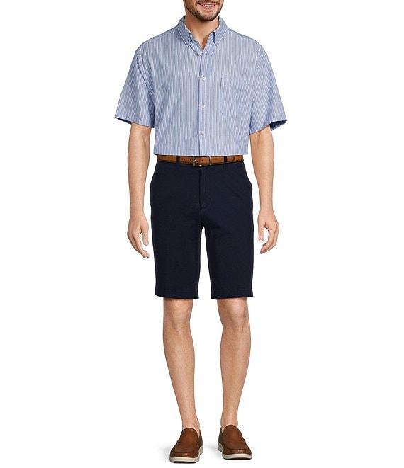 Roundtree & Yorke Short Sleeve Stripe Oxford Sport Shirt Product Image