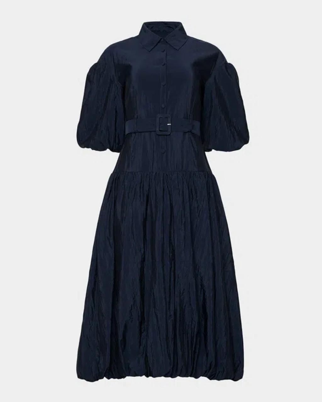 CINQ À SEPT Daliah Puff-sleeve Belted Midi Dress In Blue Product Image