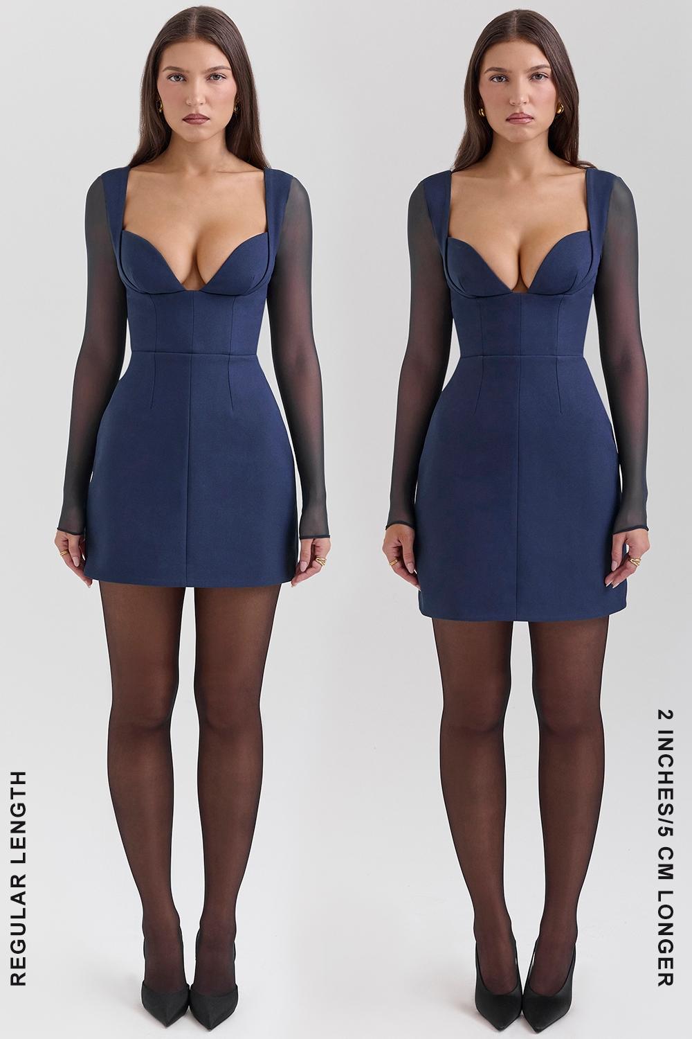 Angelie  midnight stretch crepe plunge mini dress - sale Product Image