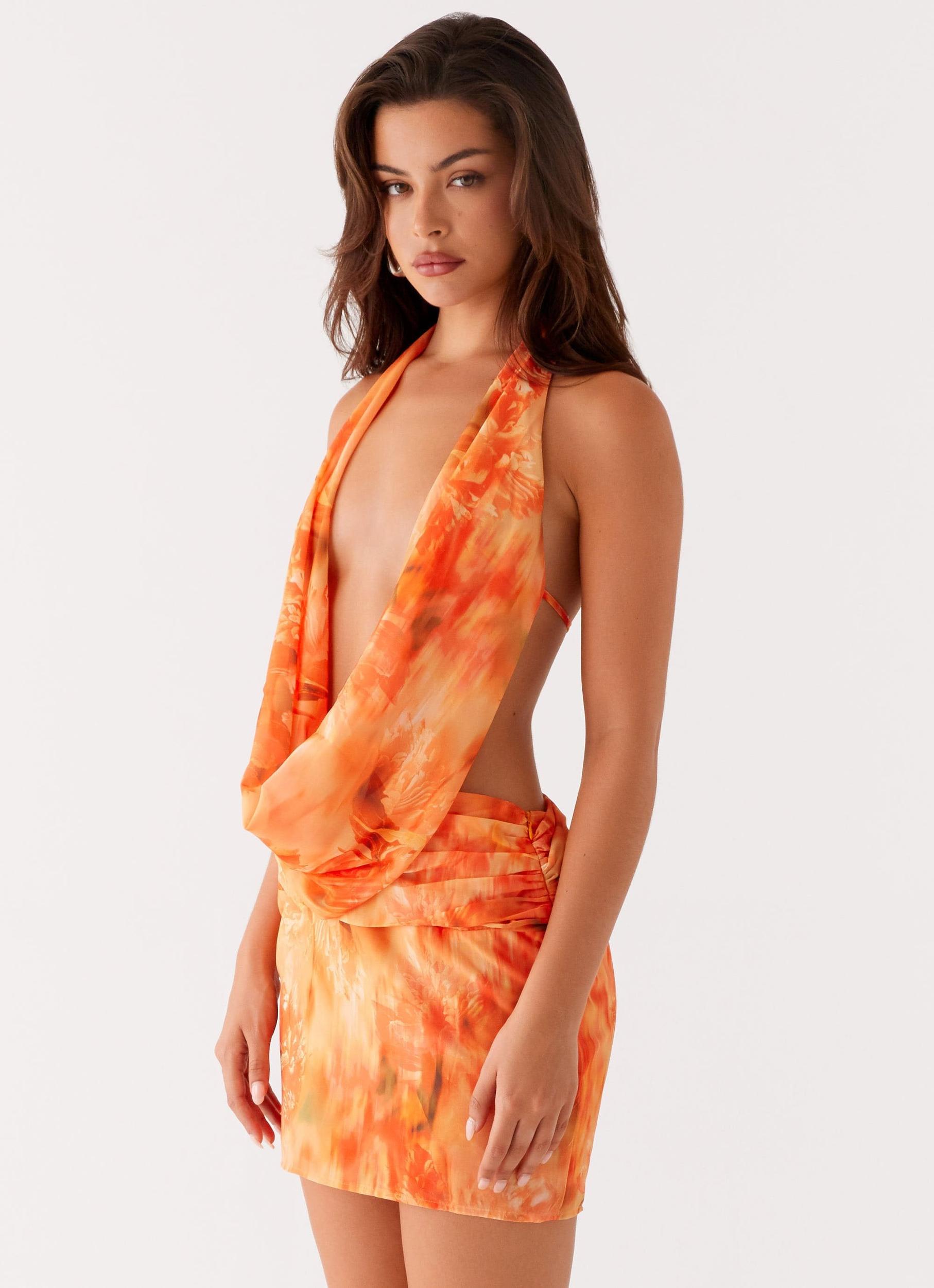 Elysia Chiffon Mini Dress - Sunset Floral Product Image