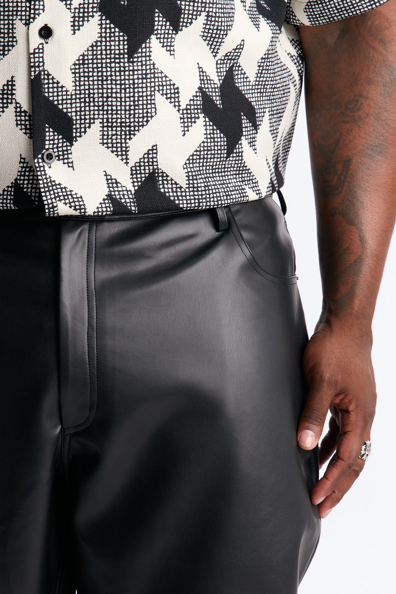 Straight Culture Creator Slit Faux Leather Pant - Black Male Product Image