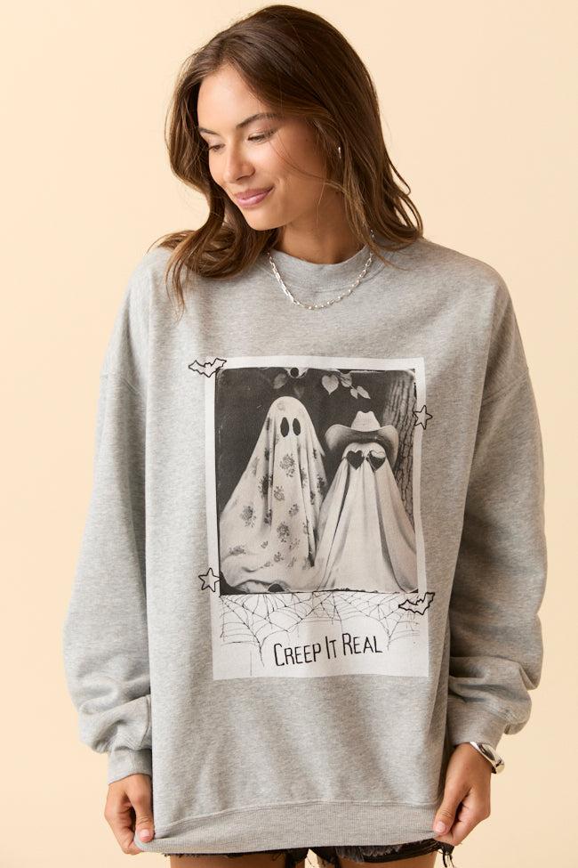 Creep It Real Light Grey Graphic Sweatshirt DOORBUSTER Product Image