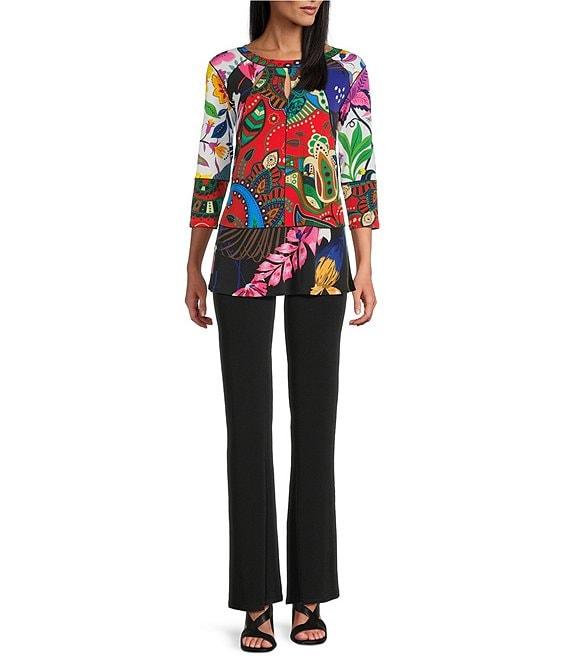 Eva Varro Five Beams Denize Combo Print Crew Neck 3/4 Sleeve Banded Tunic Product Image