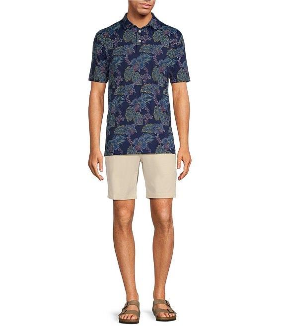 Caribbean Big & Tall Neon Leaf Print Performance Stretch Short Sleeve Polo Shirt Product Image