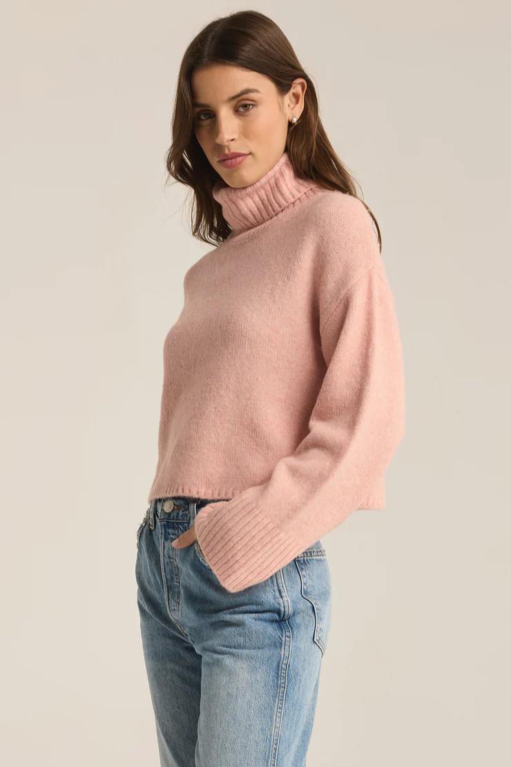 Ursa Turtleneck Sweater- Cashmere Pink Product Image