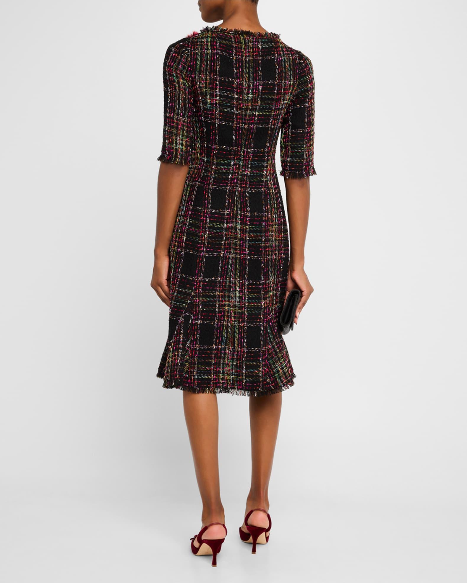 Beaded Floral Applique Tweed Dress Product Image