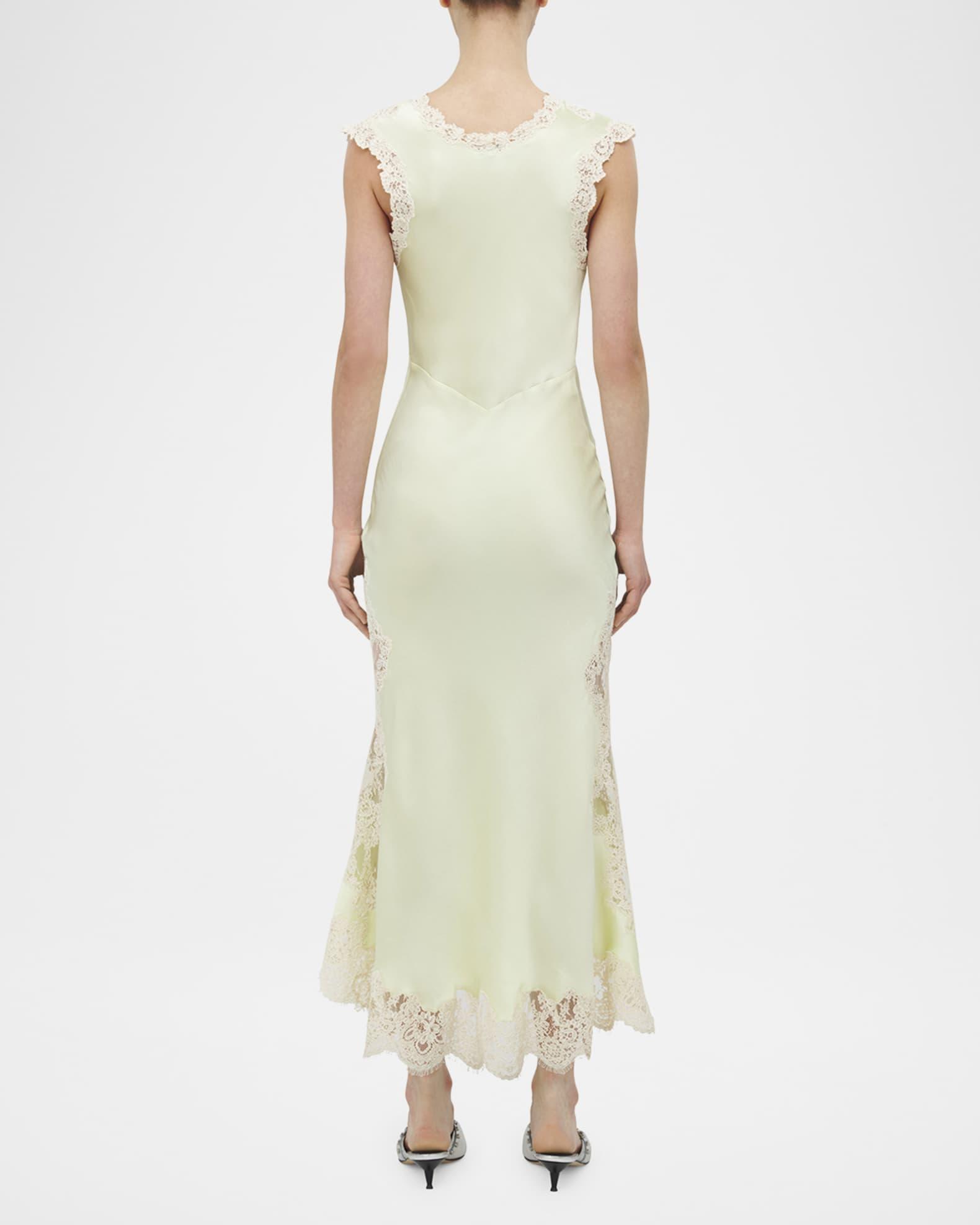 Lace Inset Sleeveless Satin Midi Dress Product Image