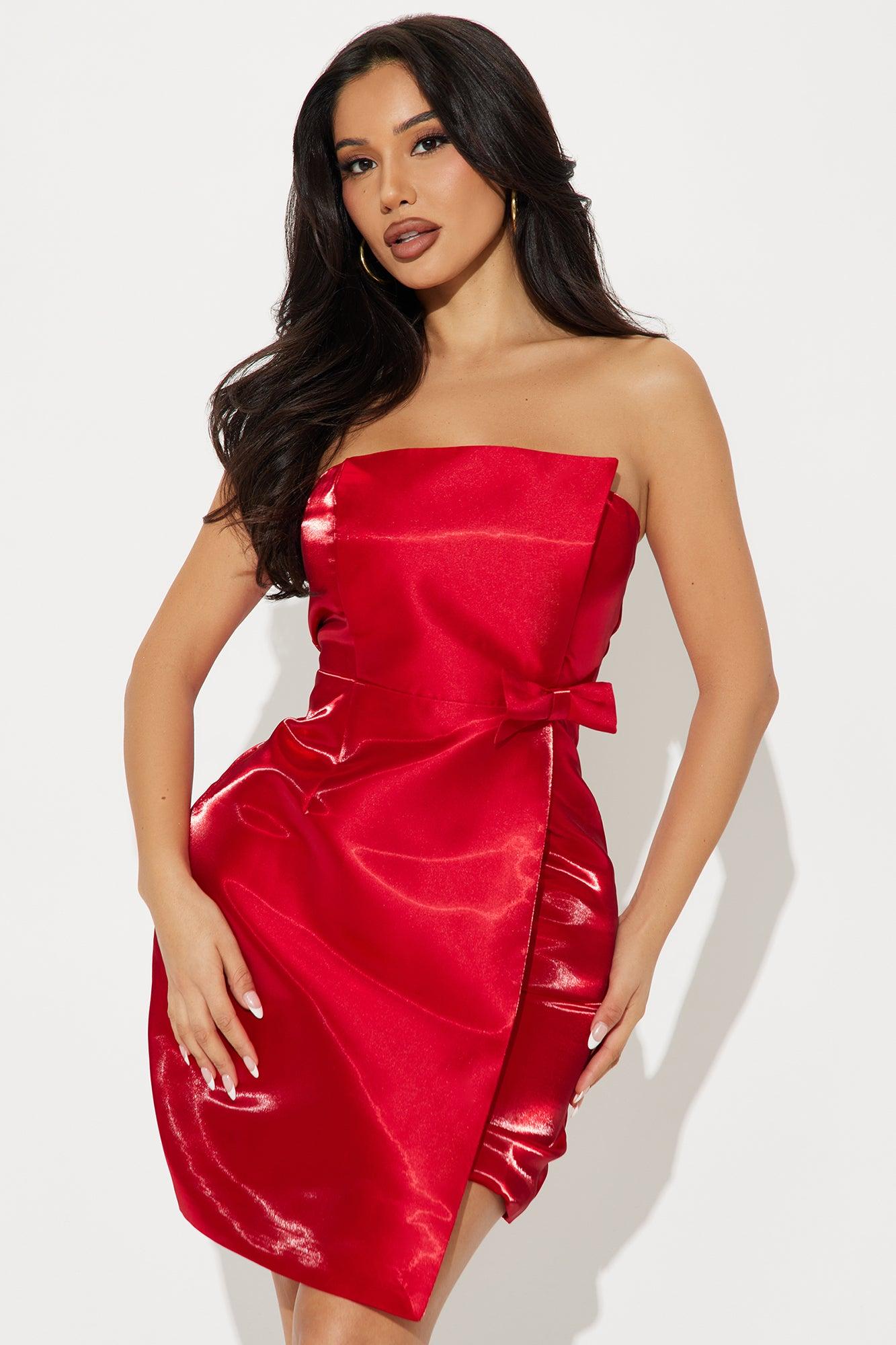Sending My Love Strapless Mini Dress - Red Product Image