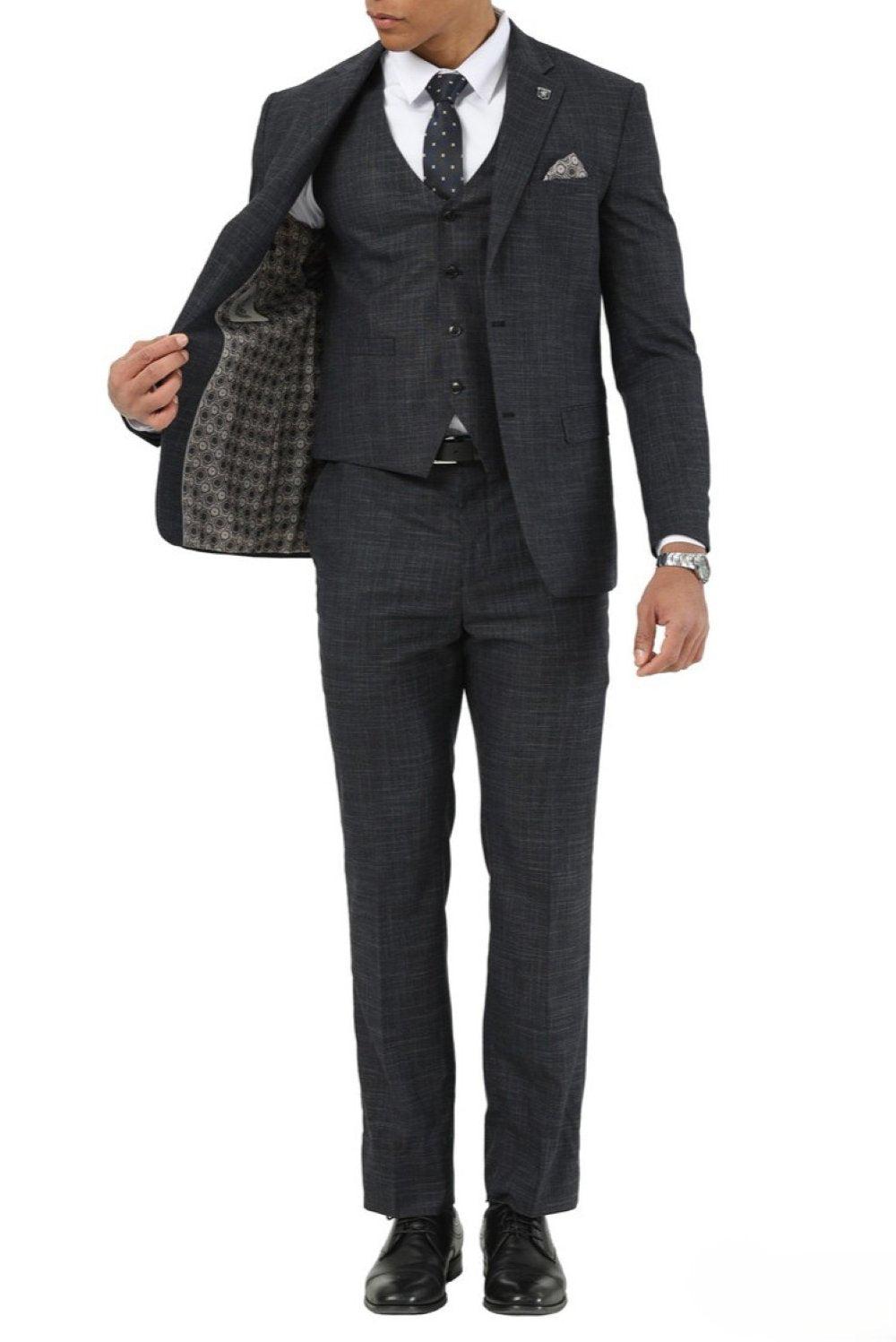 Stacy Adams - 3 Piece Hybrid Fit Notch Lapel Suit in Black Product Image