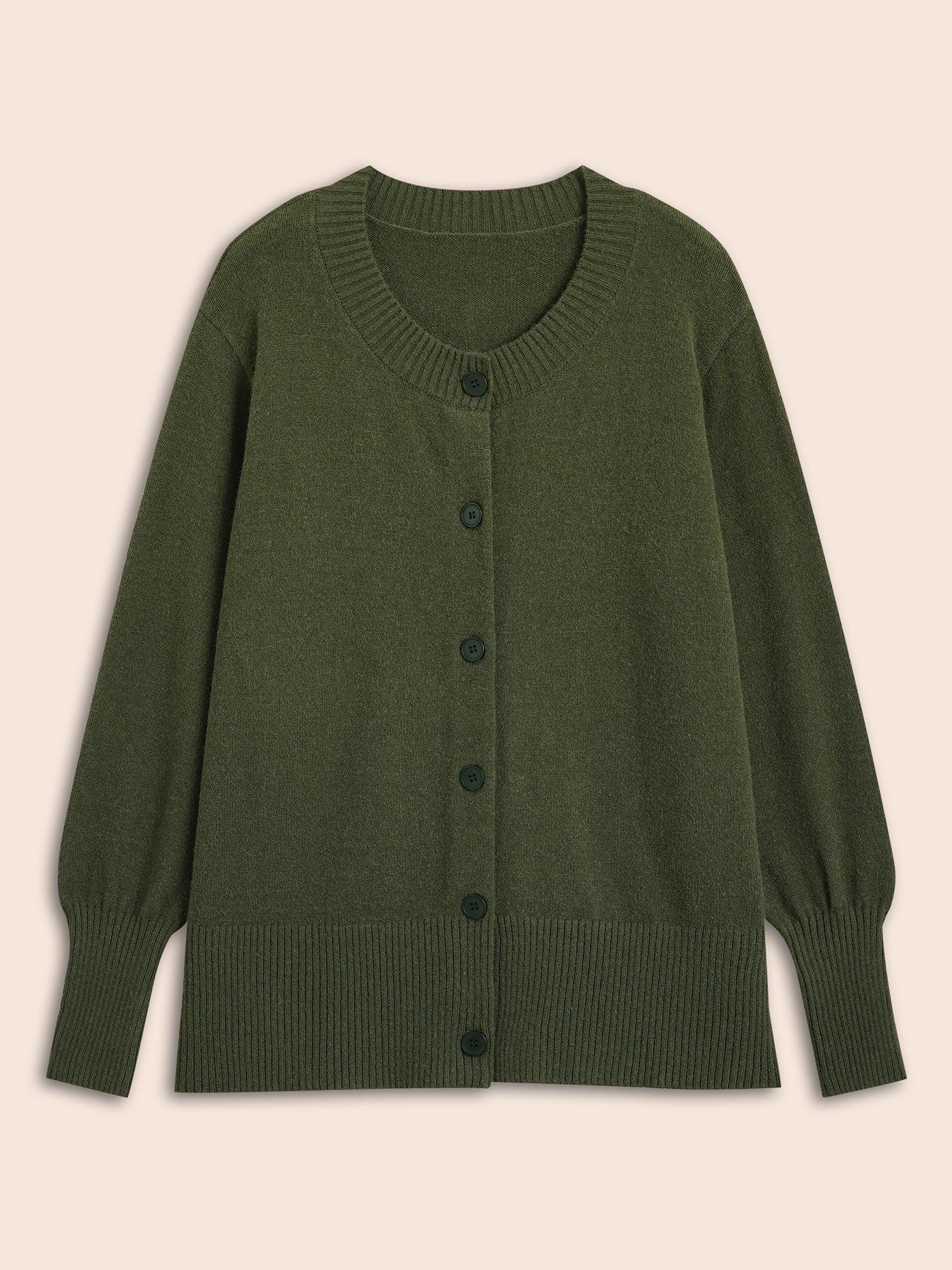 Plain Round Neck Button Through Cardigan Female Product Image