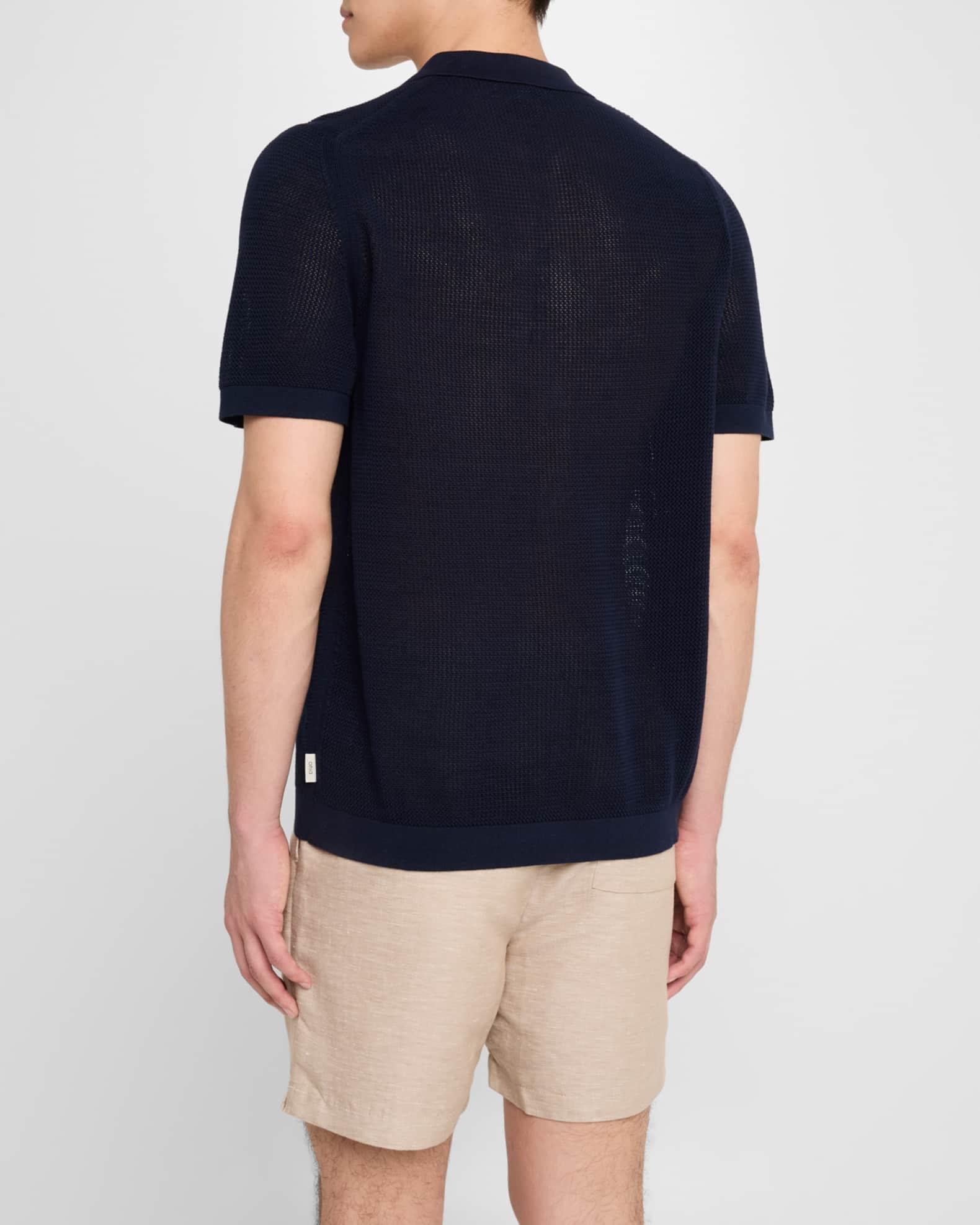 Men's Crochet Knit Casual Button-Down Shirt Product Image