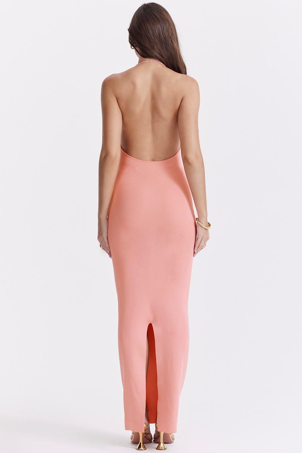 Camelia  apricot plunge maxi dress Product Image