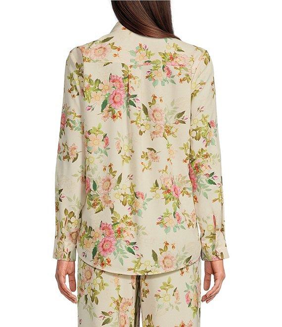 Alex Marie Piper Twill Floral Print Point Collar Long Sleeve Button Front Coordinating Top Product Image