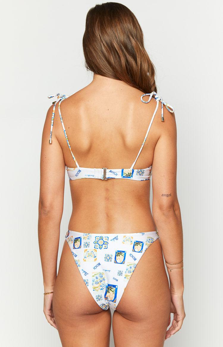 9.0 Swim White Italia Print Bianca Bikini Top Product Image