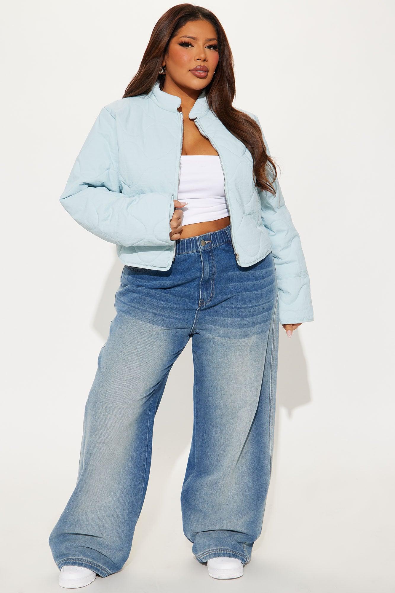 Chloe Quilted Lightweight Puffer Jacket - Light Blue Female Product Image