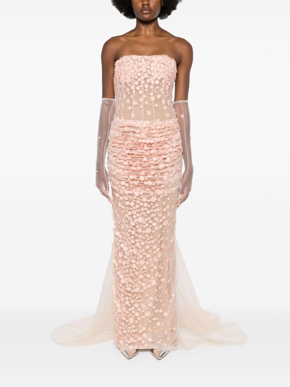 floral-appliqué long corset dress Product Image