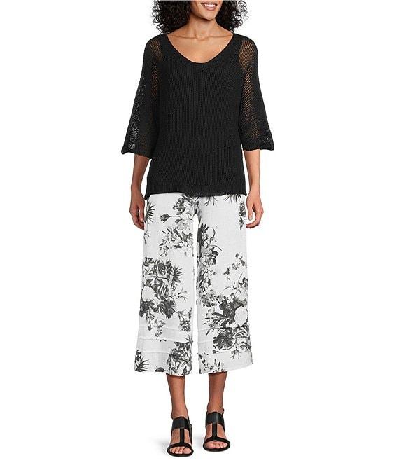 M Made in Italy Scoop Neck 3/4 Sleeve Knit Top Product Image