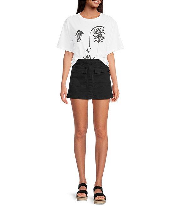 Chelsea & Violet Lena Denim A-Line Front Pocket Mini Skirt Product Image