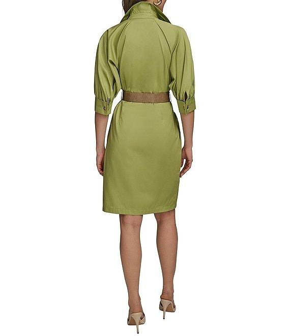 Donna Karan Cotton Sateen Belted Shirt Dress Product Image
