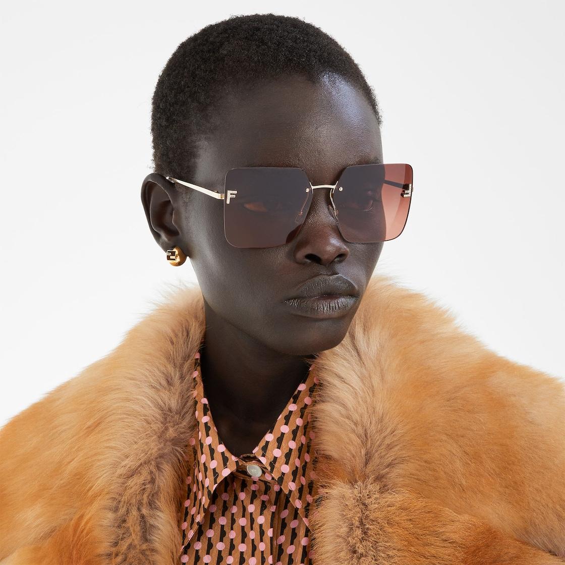 Fendi First CrystalGold metal sunglasses with sienna brown gradient lenses Product Image