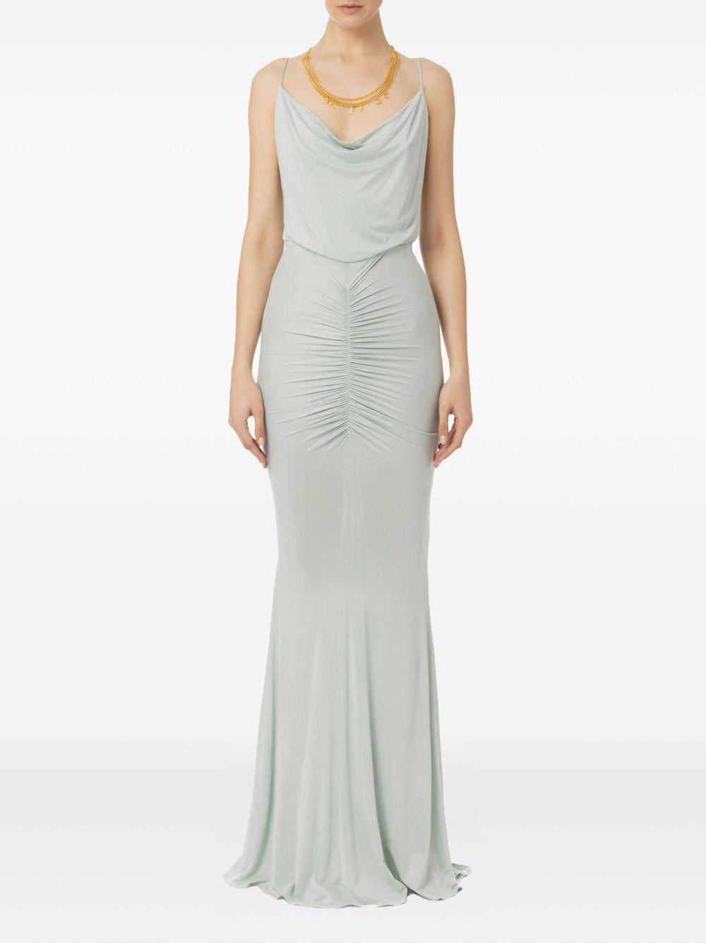 cowl-neck ruched dress Product Image